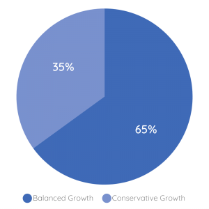 Pie chart showing 35% Conservative Growth and 65% Balanced Growth